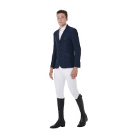 Casaco de competição perfurado masculino 3 botões Equestro Blazer marinho Azul-marinho