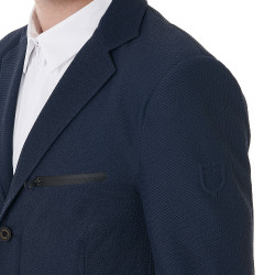 Casaco de competição perfurado masculino 3 botões Equestro Blazer marinho Azul-marinho Casaco de competição perfurado masculino 3 botões Equestro Blazer marinho Azul-marinho