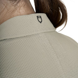 Casaco de competição perfurado feminino 4 botões Equestro Oxford bronzeado Rosa