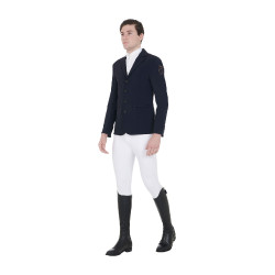 Casaco de competição masculino com logotipo bordado contrastante Equestro Blazer marinho Azul-marinho