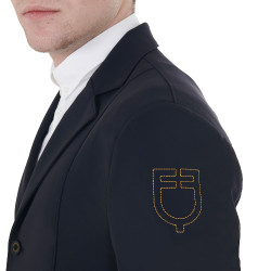 Casaco de competição masculino com logotipo bordado contrastante Equestro Blazer marinho Azul-marinho