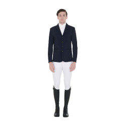 Casaco de competição masculino com logotipo bordado contrastante Equestro Blazer marinho Azul-marinho