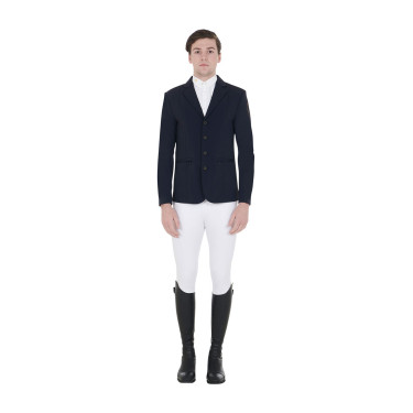 Casaco de competição masculino com logotipo bordado contrastante Equestro Blazer marinho Azul-marinho