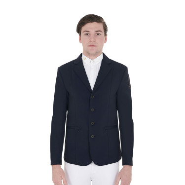 Casaco de competição masculino com logotipo bordado contrastante Equestro Blazer marinho Azul-marinho