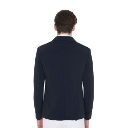 Casaco de competição masculino com logotipo bordado contrastante Equestro Blazer marinho Azul-marinho