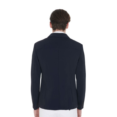 Casaco de competição masculino com logotipo bordado contrastante Equestro Blazer marinho Azul-marinho