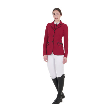 Casaco de competição feminino em tecido técnico elástico Equestro Scooter Bege