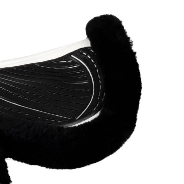 Almofada de salto Numnah com aderência em gel dos dois lados e borda completa em lã de carneiro Acavallo Branco / preto