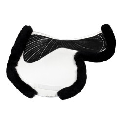 Almofada de salto Numnah com aderência em gel dos dois lados e borda completa em lã de carneiro Acavallo Branco / preto