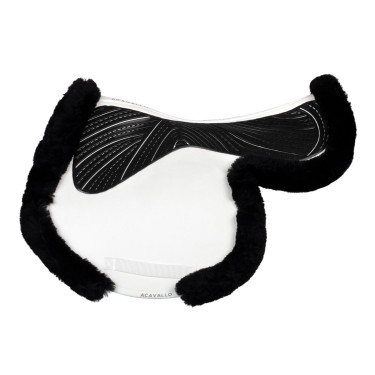 Almofada de salto Numnah com aderência em gel dos dois lados e borda completa em lã de carneiro Acavallo Branco / preto