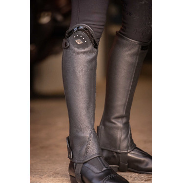 Mini-chaps Pénélope Prisca couro Preto