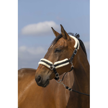 Caveção Equithème Nylon Lã Preto / branco