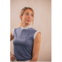 Pólo de concurso Pénélope Séville Mesh sem mangas Azul cinzento