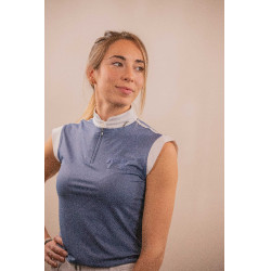 Pólo de concurso Pénélope Séville Mesh sem mangas Azul cinzento Pólo de concurso Pénélope Séville Mesh sem mangas Azul cinzento