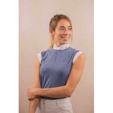 Pólo de concurso Pénélope Séville Mesh sem mangas Azul cinzento Pólo de concurso Pénélope Séville Mesh sem mangas Azul cinzento