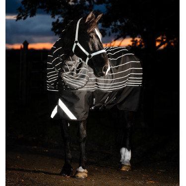 Manta Horseware Amigo 1200D FieldSafe Reflectech Plus Turnout 250g Preto / preto refletor