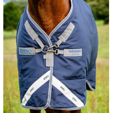 Cobertor Horseware Rhino Plus Turnout lite 100 g Marinho / cinza titânio / azul clássico