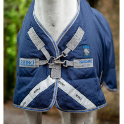 Capa de exterior Horseware Rhino® Plus Pónei 250g Preto / cinza titânio / azul clássico Capa de exterior Horseware Rhino® Plus Pónei 250g Preto / cinza titânio / azul clássico