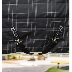 Cobertura de estábulo Horseware Rhino Original Vari-Layer 250g Preto / xadrez branco cinza Cobertura de estábulo Horseware Rhino Original Vari-Layer 250g Preto / xadrez branco cinza