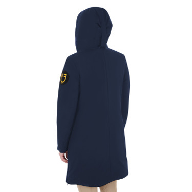 Casaco comprido feminino Equestro repelente à água e corta-vento Blazer marinho Azul-marinho