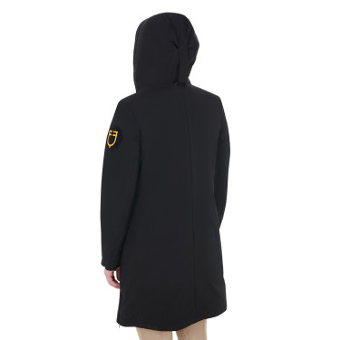 Casaco comprido feminino Equestro repelente à água e corta-vento Preto