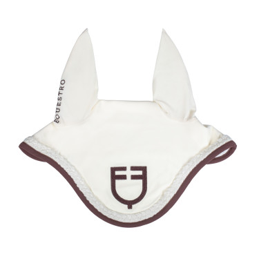 Touca Equestro com cordão trançado Branco antigo / castanho