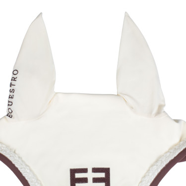 Touca Equestro com cordão trançado Branco antigo / castanho