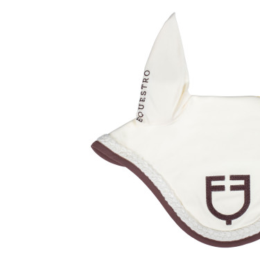 Touca Equestro com cordão trançado Branco antigo / castanho