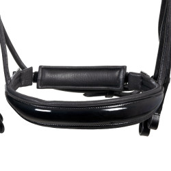 Bridão de dressage Equestro anatómico em couro enrolado Preto