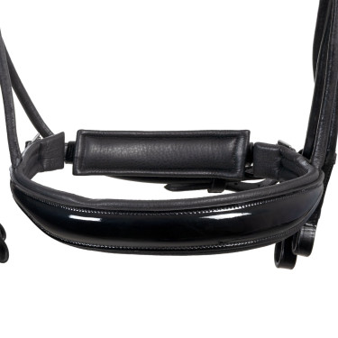 Bridão de dressage Equestro anatómico em couro enrolado Preto