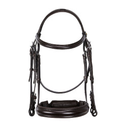 Bridão de dressage Equestro em couro sem rédeas Castanho escuro