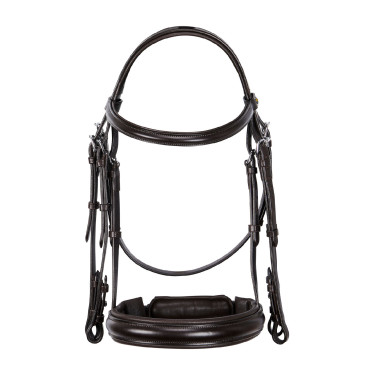 Bridão de dressage Equestro em couro sem rédeas Castanho escuro