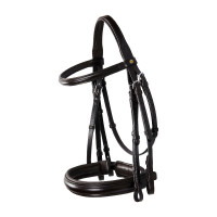 Bridão de dressage Equestro em couro sem rédeas Castanho escuro