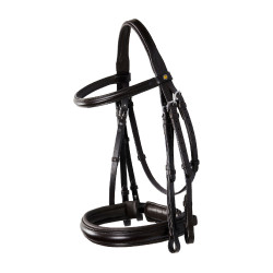 Bridão de dressage Equestro em couro sem rédeas Castanho escuro