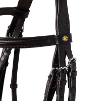 Bridão de dressage Equestro em couro sem rédeas Castanho escuro