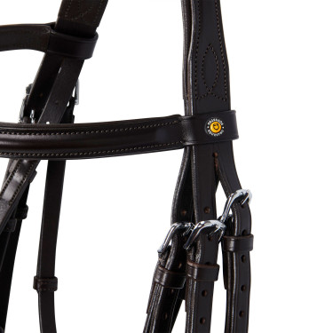 Bridão de dressage Equestro em couro sem rédeas Castanho escuro