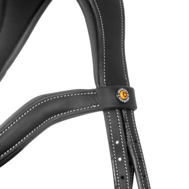 Bridão inglês em couro macio Equestro com pespontos decorativos Preto