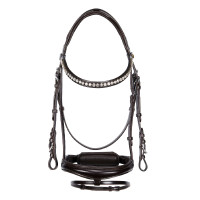 Bridão inglês Equestro em couro com strass novo Castanho escuro Bridão inglês Equestro em couro com strass novo Castanho escuro