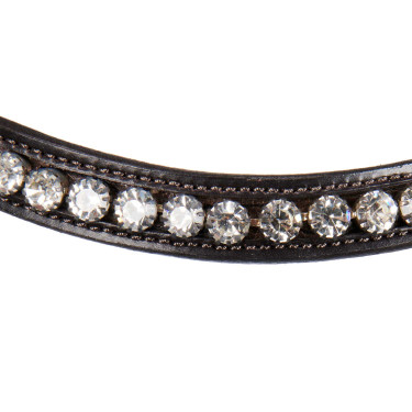 Bridão inglês Equestro em couro com strass novo Castanho escuro