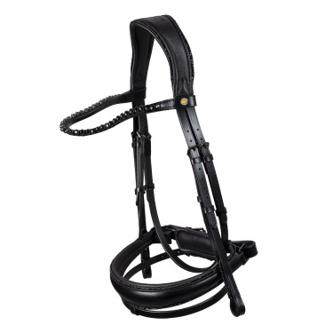 Bridão de dressage Equestro Diamond em couro Preto