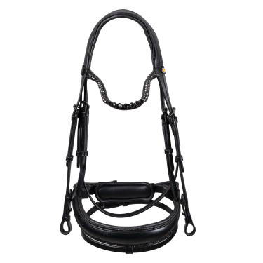 Bridão de dressage Equestro Diamond em couro Preto