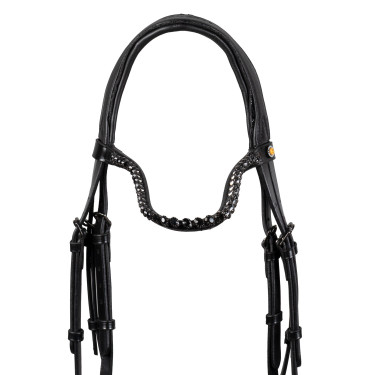 Bridão de dressage Equestro Diamond em couro Preto