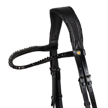 Bridão de dressage Equestro Diamond em couro Preto