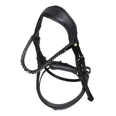 Bridão de dressage Equestro Diamond em couro Preto
