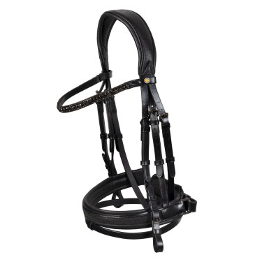Bridão de dressage Equestro Elegant em couro Preto