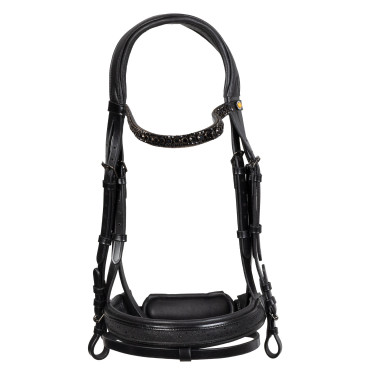 Bridão de dressage Equestro Elegant em couro Preto