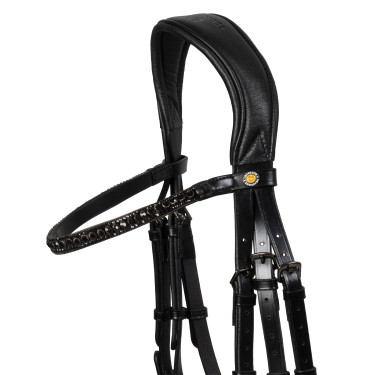 Bridão de dressage Equestro Elegant em couro Preto