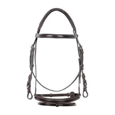 Bridão de salto Equestro em couro inglês Castanho escuro