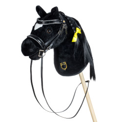 Bridão em couro brilhante para hobby horse Equestro Preto