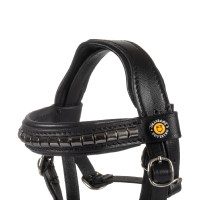Bridão de couro Equestro para cavalo de brinquedo com tachas prateadas Preto Bridão de couro Equestro para cavalo de brinquedo com tachas prateadas Preto